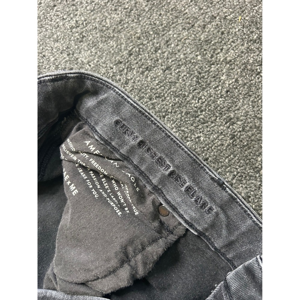 American Eagle Curvy Highest Rise Flare Jeans Gray Womens 18 Button Fly Boho - Picture 6 of 9